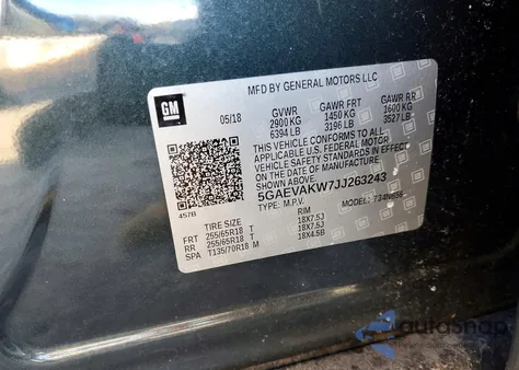 2018 Buick Enclave Essence из США, поврежденный, VIN 5GAEVAKW7JJ263243